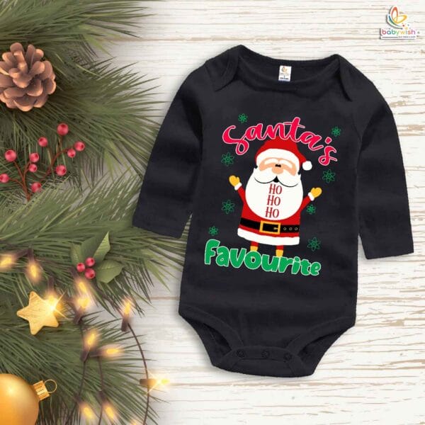 Babywish Christmas Romper Clothes My First Merry Bodysuit Romper Santa's Favourite HO HO HO Print - Image 4