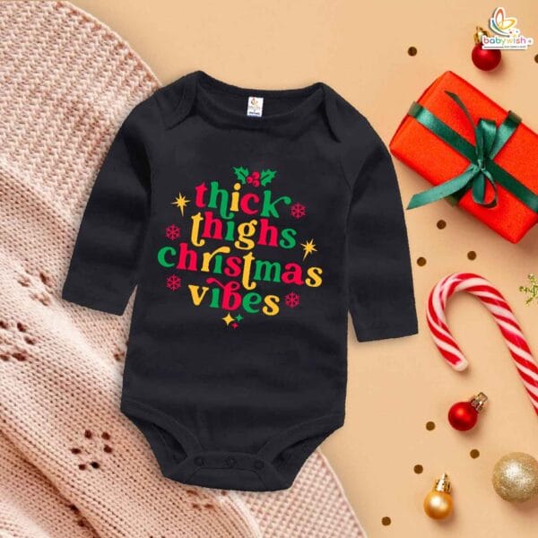Babywish Christmas Romper Clothes My First Merry Bodysuit Romper Thick thighs Christmas vibes - Image 4