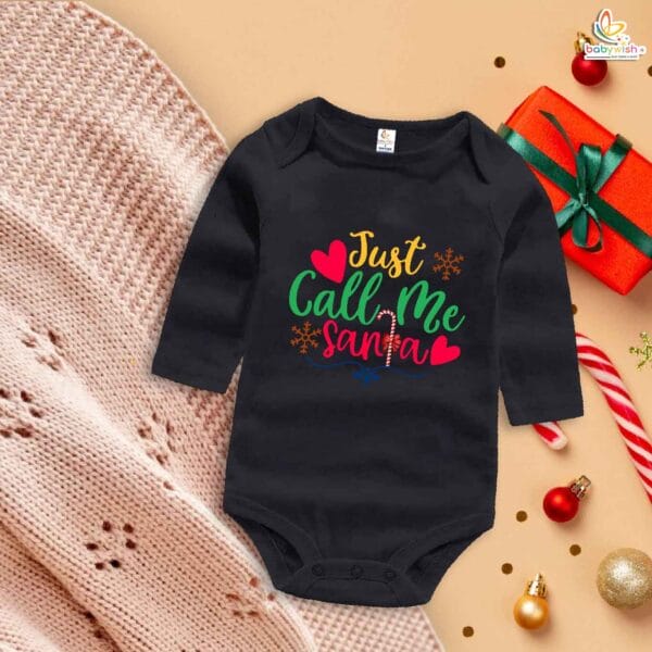 My First Christmas Romper | Just Call Me Santa Print Bodysuit for Baby Boys & Girls | Festive Holiday Outfit – Babywish - Image 4