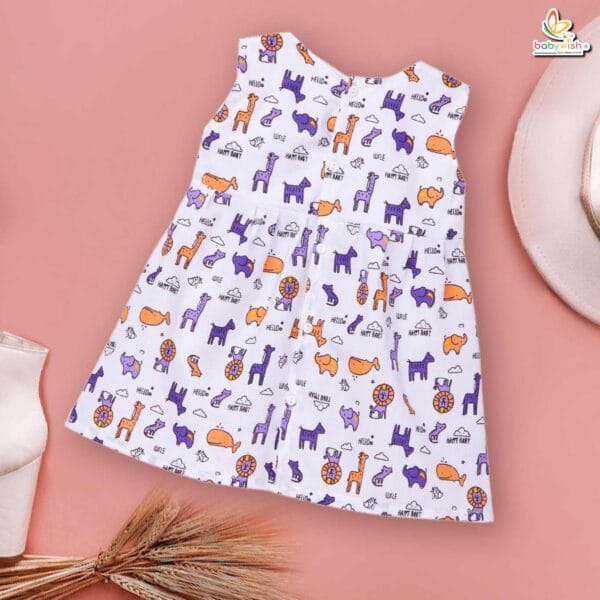 Babywish Baby Girl Cotton Frock Newborn Girl Knee Length Sleeveless Dress  Theme Printed - Image 6