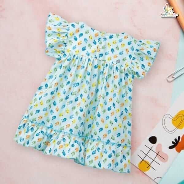 Babywish Baby Girl Cotton Frock Newborn Girl Knee Length Sleeveless Dress Lily Floral Theme Printed - Image 3