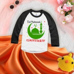 My First Eid Full Sleeve T-Shirt – “Eid-Ul-Fitr Mubarak” Print | Baby Boys & Girls Islamic Festival Top | Cute Baby Eid Outfit 2025 by Babywish