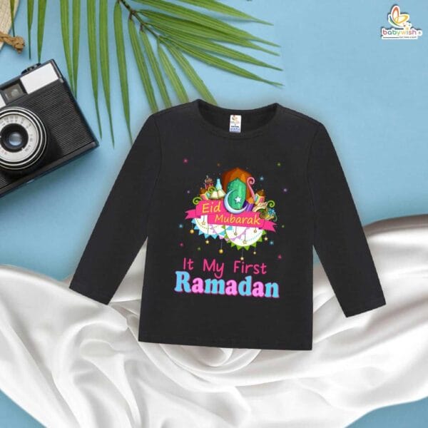 My First Ramadan Full Sleeve T-Shirt – “First Ramadan Mubarak” Print | Baby Boys & Girls Islamic Festival Shirt | Adorable Baby Ramadan & Eid Outfit 2025 by Babywish - Image 2