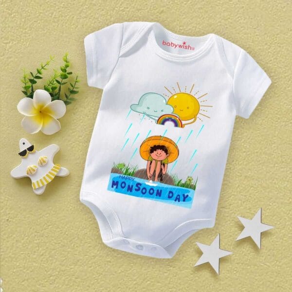 Baby Newborn Monsoon Bodysuits romper Half Sleeve Envelope Neck Onesies Rainfall  Outfit