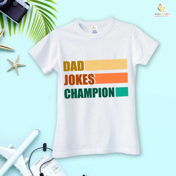 Fathers Day Special Combo White T-Shirts Sets for Father and KId Combo Pack of 2 | DAD JOKES CHAMPION & SURVIVOR | - Image 2