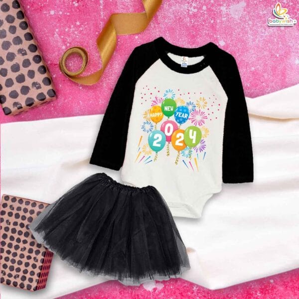 Newborn girls tutu skirt Full Sleeve romper New Year print onesies bodysuits for baby 0 to 12 months - Image 4