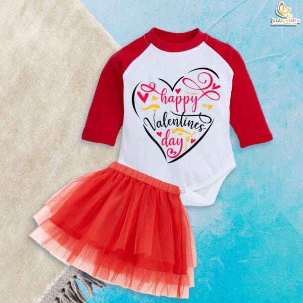 Babywish Newborn girls tutu skirt Full Sleeve romper Valentine Day print onesies bodysuits for baby 0 to 12 months - Image 2