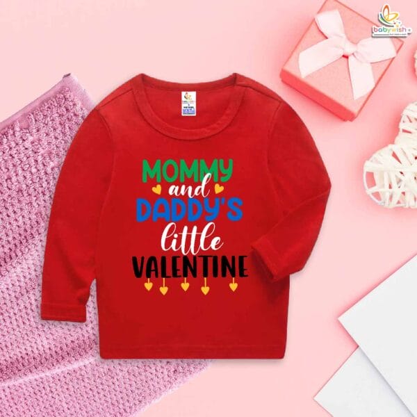 My First Valentine's Day Baby T-Shirt – Mommy & Daddy's Little Valentine | Cute Full Sleeve Infant Outfit | Baby Girl & Boy Valentine's Gift – Babywish