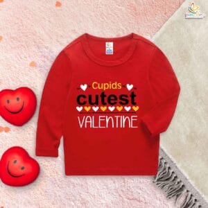 My First Valentine’s Day Full Sleeve Baby T-Shirt – “Cupid’s Cutest Valentine” Design | Babywish