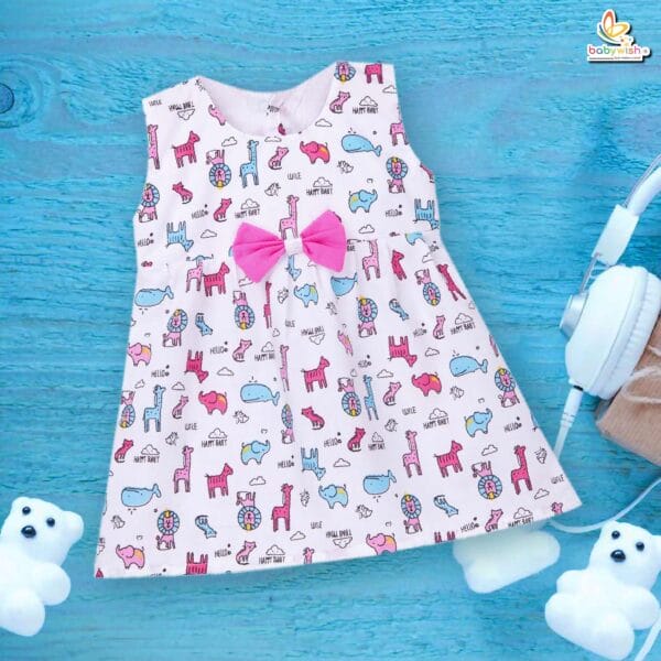 Babywish Baby Girl Cotton Frock Newborn Girl Knee Length Sleeveless Dress  Theme Printed - Image 8