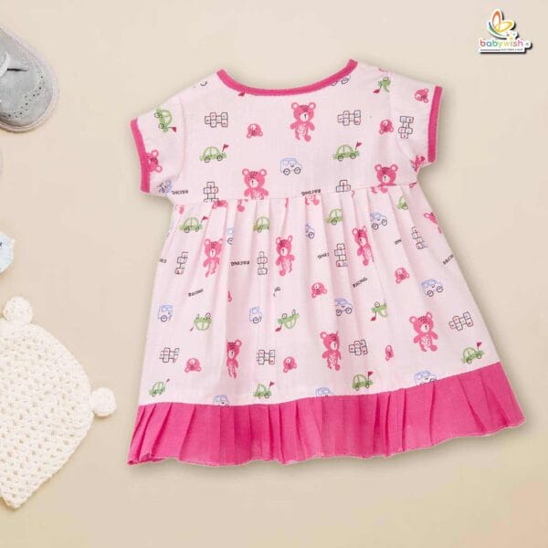 Babywish Baby Girl Cotton Frock Newborn Girl Knee Length Sleeveless Dress Beer Theme Printed - Image 8