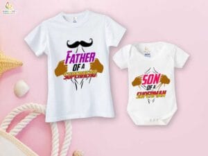 Fathers Day Special Combo White T-Shirts and Romper Sets for Father and baby Combo Pack of 2 | Father of a Superhero & Son of a Superman|
