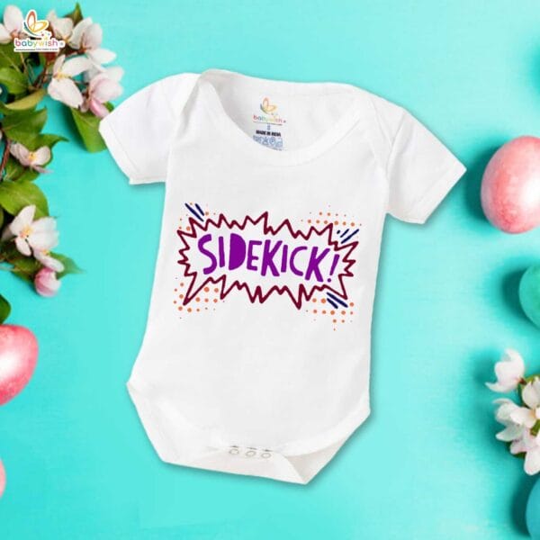 Fathers Day Special Combo White T-Shirts and Romper Sets for Father and baby Combo Pack of 2 | Every Superhero Needs a Sidekick !| - Image 3