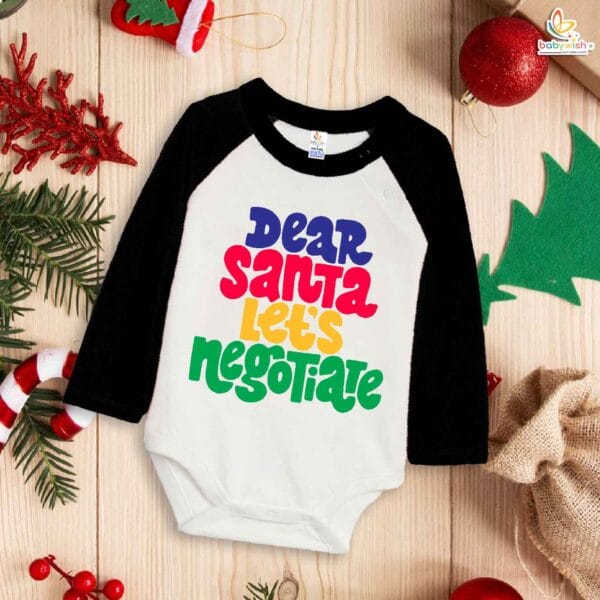 Babywish Christmas Romper Clothes My First Merry Bodysuit Romper Dear Santa Lets Nagotiate - Image 3