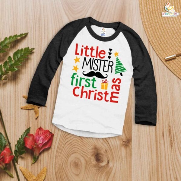 Little Mister's First Christmas T-Shirt | My First Christmas Full Sleeve Baby Tee | Holiday Outfit for Baby Boys – Babywish - Image 4