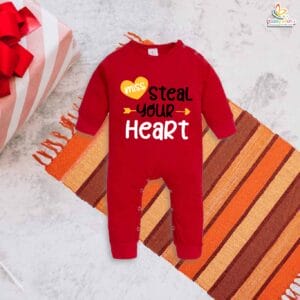 Miss Steal Your Heart Valentine’s Day Baby Romper – My First Valentine’s Day Full Bodysuit for Newborn & Infant Girls | Cute Baby Valentine Outfit – Babywish