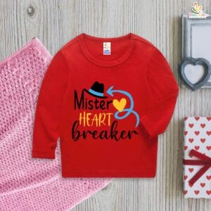 Mister Heart Breaker Baby Boy Valentine's Day T-Shirt – My First Valentine’s Day Full Sleeve Outfit | Cute Baby Clothes for Boys | Gift for Newborn & Infant – Babywish