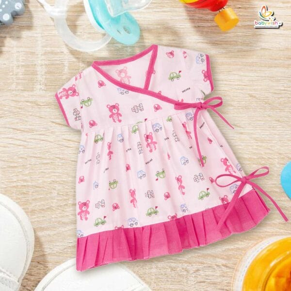 Babywish Baby Girl Cotton Frock Newborn Girl Knee Length Sleeveless Dress Beer Theme Printed - Image 7