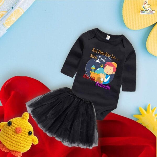 Newborn girls tutu skirt Full Sleeve romper Eid print onesies bodysuits for baby 0 to 12 months - Image 2