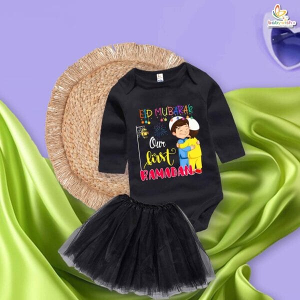 Newborn girls tutu skirt Full Sleeve romper Eid print onesies bodysuits for baby 0 to 12 months - Image 2
