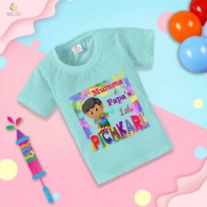 Holi T-shirt for Kids Unisex Holi Topwear Outfit Printed Half Sleeve Tshirt Dress for Boy n Girl "Boy Playing with Pichkari"