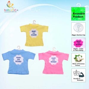 Baby on Board Car Decals Cloth Safety Sign Board with Hanger & Vacuum suction cup