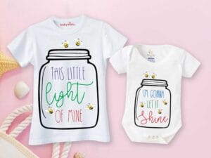 Mothers Day Special Combo White T-Shirts and Romper Sets for Mother and baby Combo Pack of 2