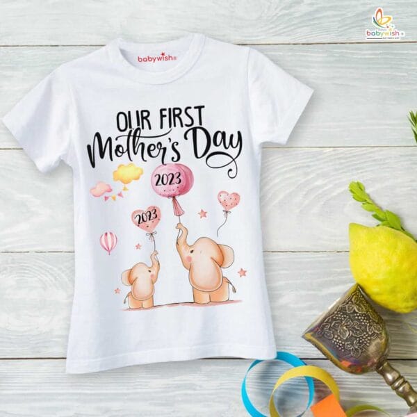 Mothers Day Special Combo White T-Shirts and Romper Sets for Mother and baby Combo Pack of 2 - Image 2
