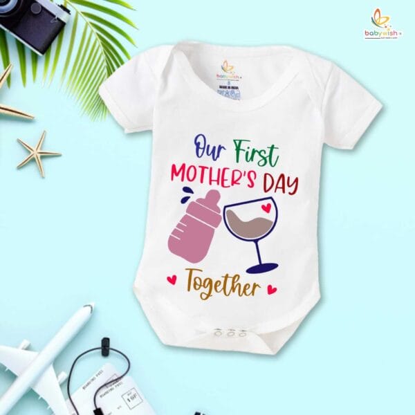 Mothers Day Special Combo White T-Shirts and Romper Sets for Mother and baby Combo Pack of 2 - Image 3