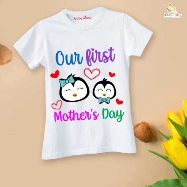 Mothers Day Special Combo White T-Shirts and Romper Sets for Mother and baby Combo Pack of 2 - Image 2