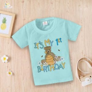 One Year Birthday Unisex T-Shirt Half Sleeve Round Neck Topwear tee for kids