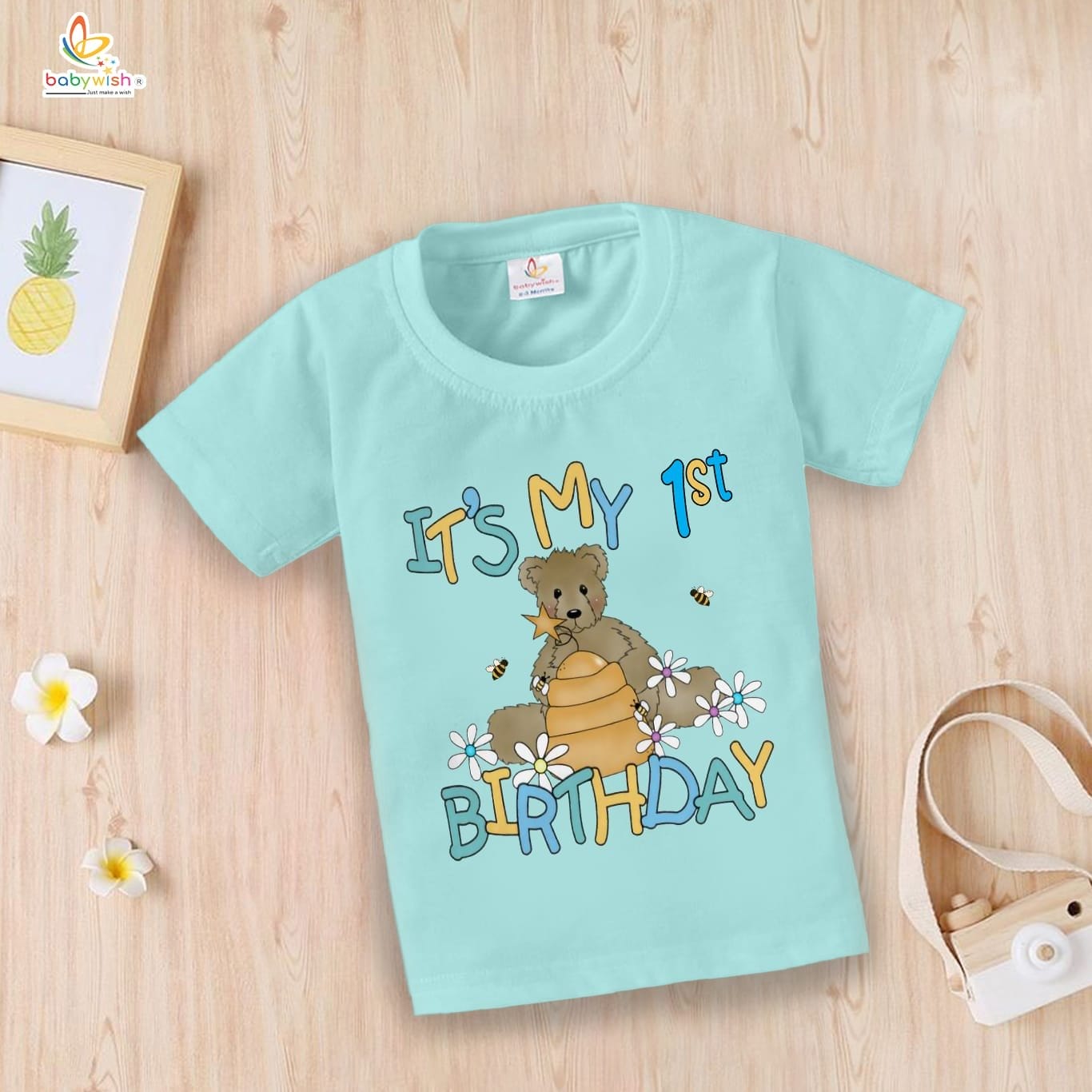 One Year Birthday Unisex T-Shirt Half Sleeve Round Neck Topwear tee for kids