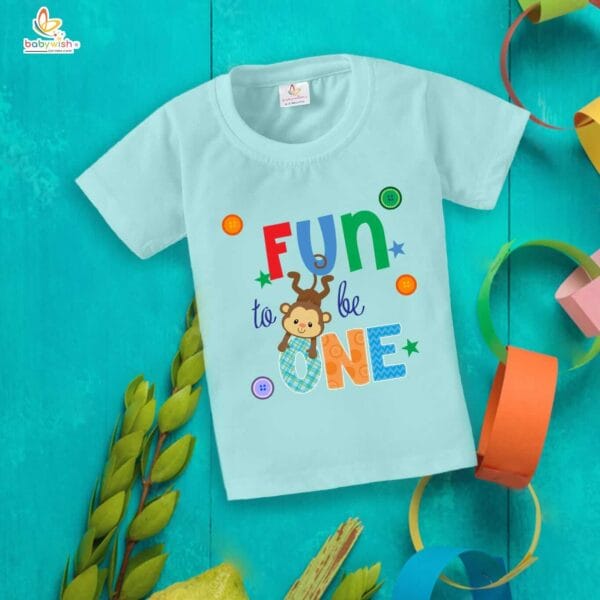 One Year Birthday Unisex T-Shirt Half Sleeve Round Neck Topwear tee for kids - Image 3