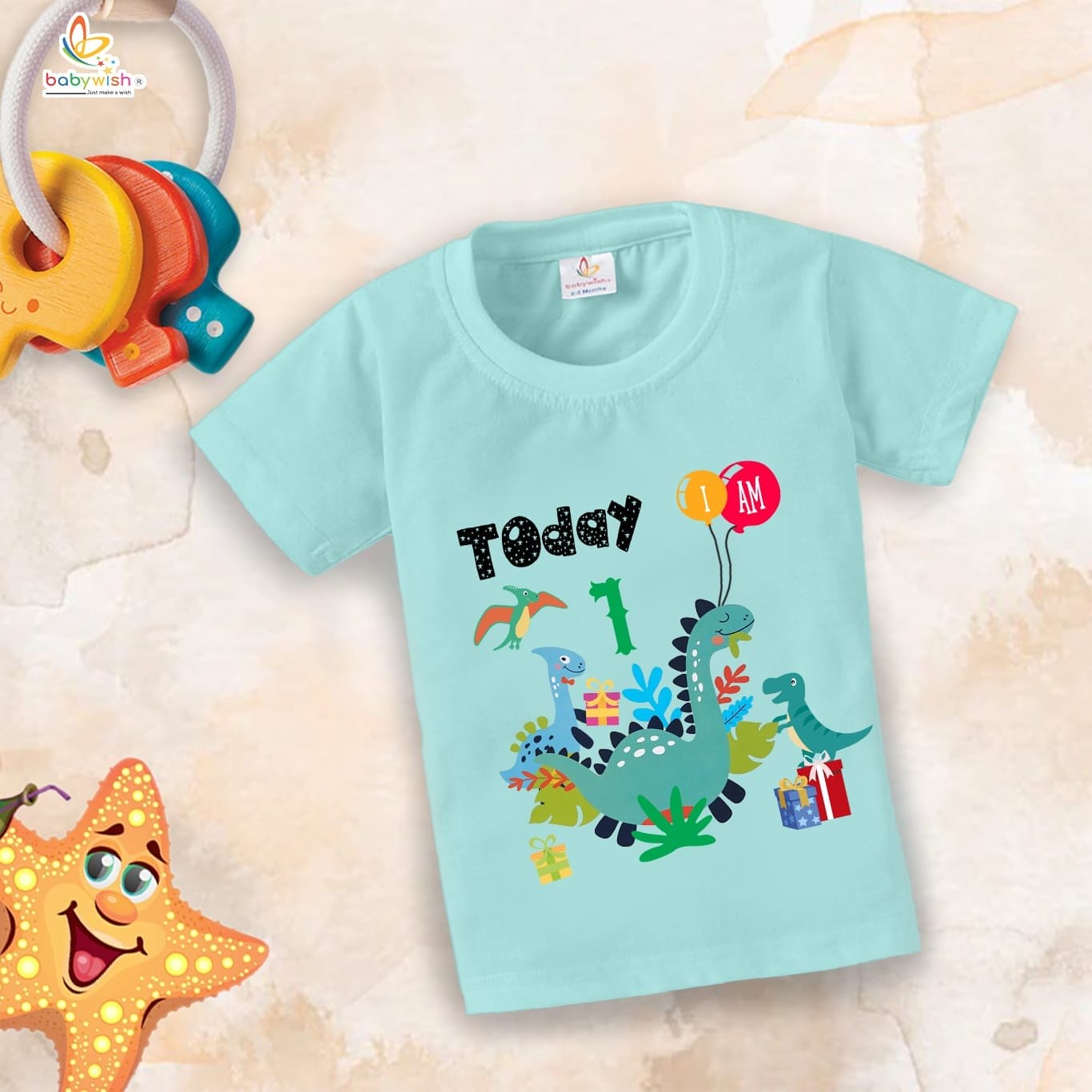 One Year Birthday Unisex T-Shirt Half Sleeve Round Neck Topwear tee for kids