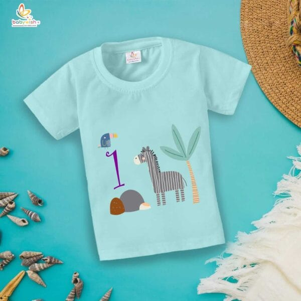 One Year Birthday Unisex T-Shirt Half Sleeve Round Neck Topwear tee for kids - Image 2