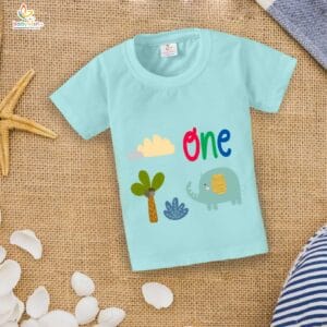 One Year Birthday Unisex T-Shirt Half Sleeve Round Neck Topwear tee for kids