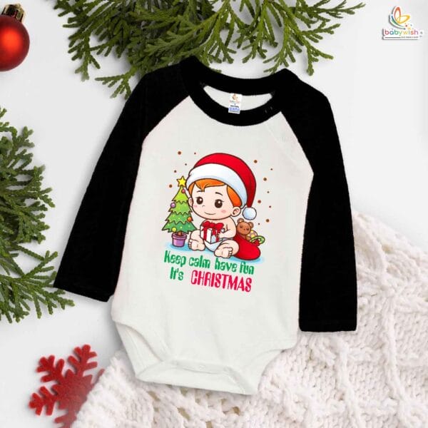Babywish Christmas Romper Clothes My First Merry Bodysuit Romper keep Calm have fun its Christmas baby print - Image 3