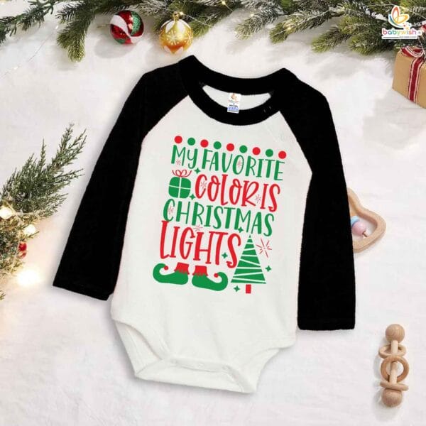 Babywish Christmas Romper Clothes My First Merry Bodysuit Romper My Fevorite color is Christmas Light - Image 4