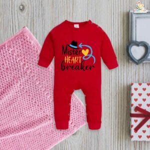 Mister Heart Breaker Valentine’s Day Baby Romper – My First Valentine’s Day Full Bodysuit for Newborn & Infant Boys | Cute Baby Valentine Outfit – Babywish