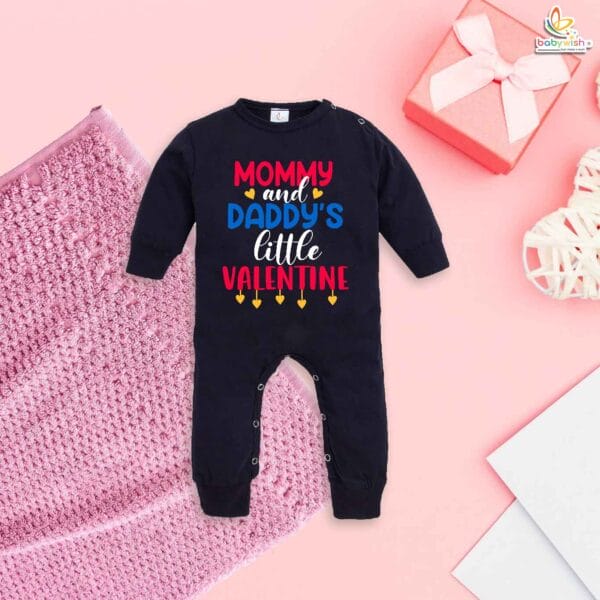 Mommy and Daddy's Little Valentine Baby Romper – My First Valentine’s Day Full Body Bodysuit for Newborn & Infant | Cute Baby Girl & Boy Valentine Outfit – Babywish - Image 2