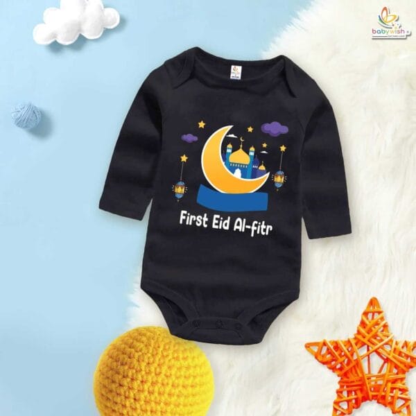 My First Eid-Al-Adha Romper – Full Sleeves Baby Bodysuit for Eid | Islamic Festival Outfit for Infant Boys & Girls by Babywish - Image 2