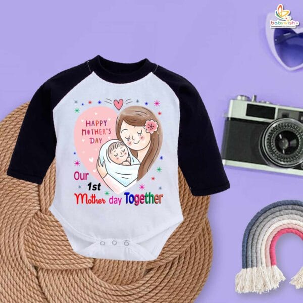 My First Mother’s Day Baby Romper – Full Sleeve “1st Mother’s Day Together” Bodysuit for Newborn Infant Girl or Boy – Adorable First Mother’s Day Gift Outfit – Babywish - Image 3