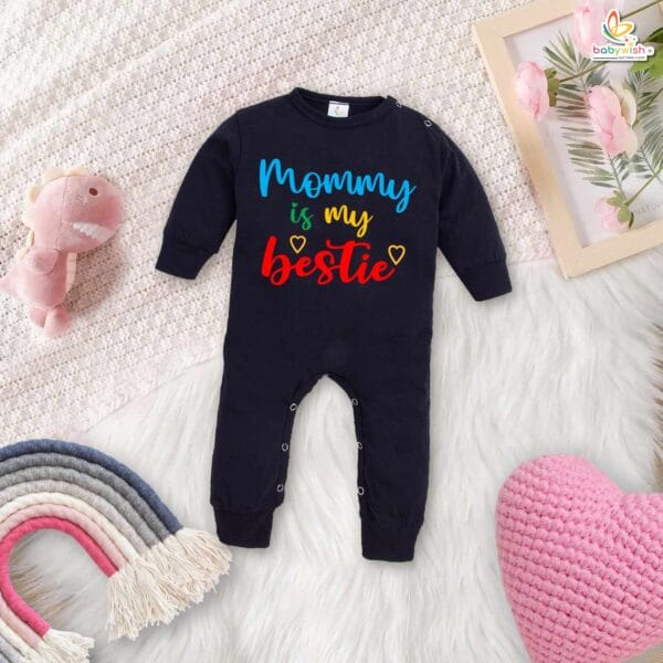 My First Mother’s Day Baby Romper – Full Body “Mummy Is My Bestie” Bodysuit for Newborn Infant Girl or Boy – Cute Mother’s Day Gift Outfit – Babywish - Image 2