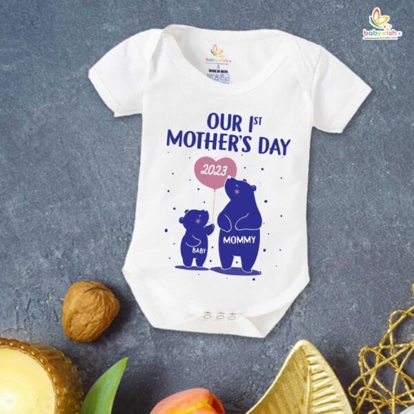 Mothers Day Special Combo White T-Shirts and Romper Sets for Mother and baby Combo Pack of 2 - Image 3