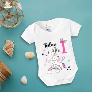 One month unisex baby romper half sleeve round neck onesie