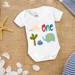One month unisex baby romper half sleeve round neck onesie