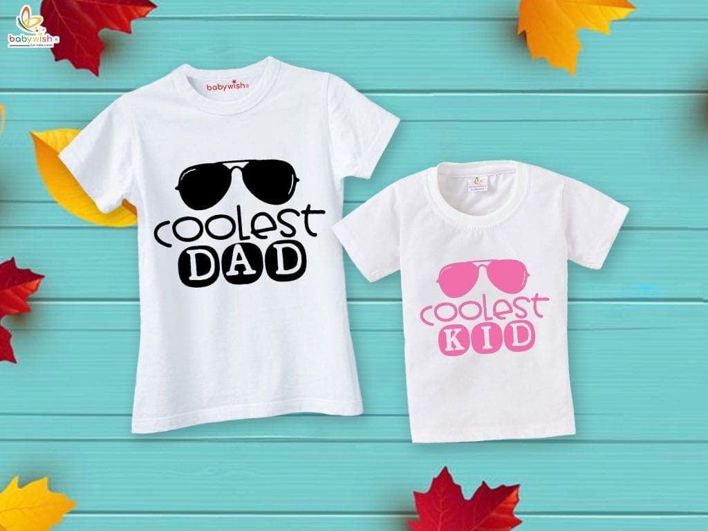 Fathers Day Special Combo White T-Shirts Sets for Father and KId Combo Pack of 2 | Coolest Dad & Son |