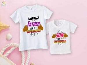 Fathers Day Special Combo White T-Shirts Sets for Father and KId Combo Pack of 2 | Father of a Superhero & Son of a Superman|