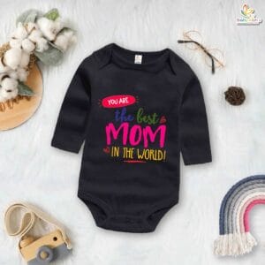 My First Mother’s Day Baby Romper – Full Sleeve “The Best Mom’s Day” Bodysuit for Newborn Infant Girl or Boy – Adorable First Mother’s Day Gift Outfit – Babywish