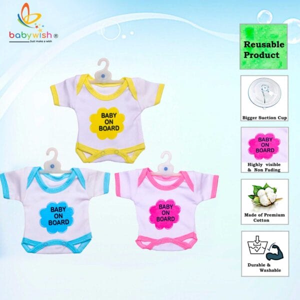 Baby on Board Car Decals Cloth Safety Sign Board with Hanger & Vacuum suction cup - Image 5